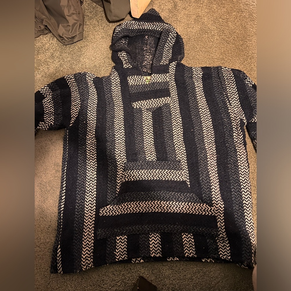 Baja Hoodie - Navy/White/Blue - Size Large